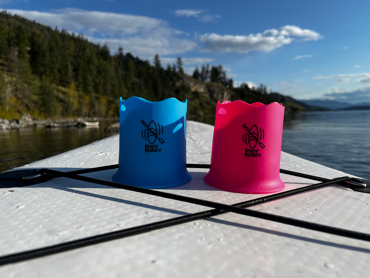Buoy Buddy 1.0 – Paddleboard & Kayak Cup Holder (Plastic, 5lb Capacity, Deck String Attachment)